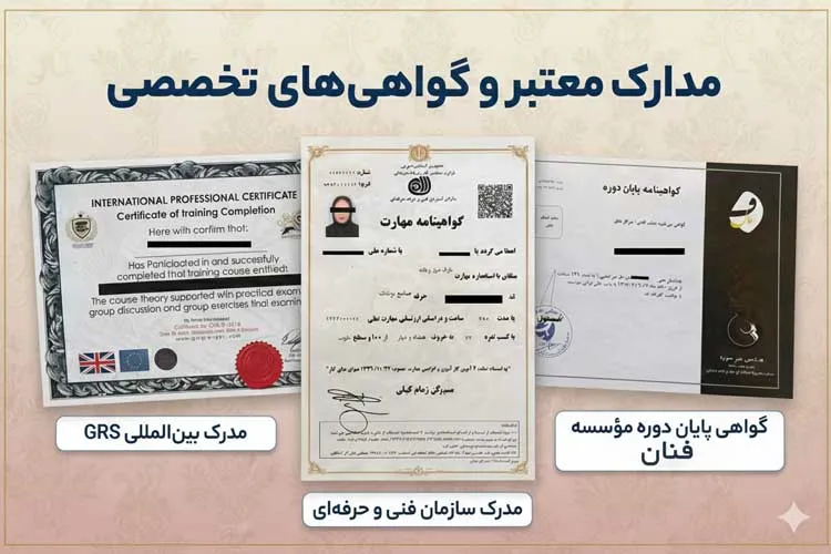 مدرک پایان دوره آموزشگاه فنان